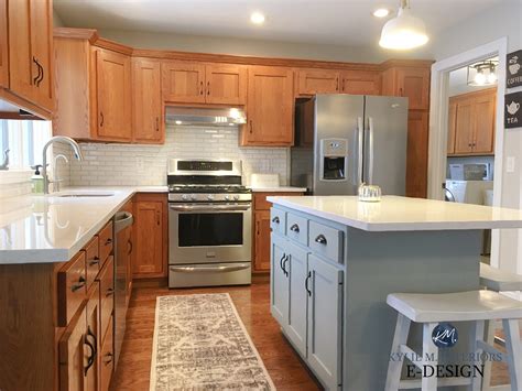 stainless steel appliances with oak cabinets and tile countertops|oak countertops with white cabinets.